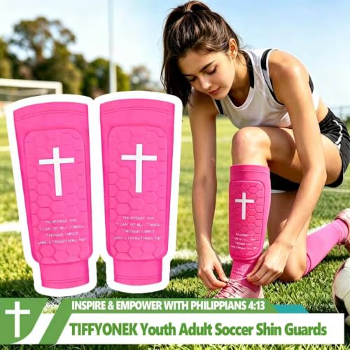 Soccer Shin Guards for Kids Youth and Adults, Honeycomb Padded - color: Pink, size: Small