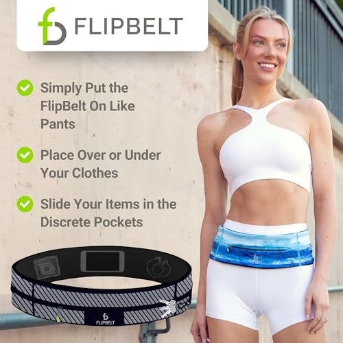 FlipBelt Zipper Running Belt, Waist Pack for Fitness and Running, US Company - color: Reflective Black, size: Small