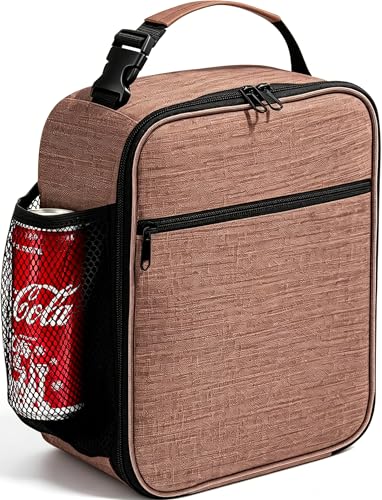 ZM-YOUTOO Lunch Box for Men - Reusable Lunch Bag Men Adult Women- Insulated Small LunchBox (Light Brown) - color: Light Brown