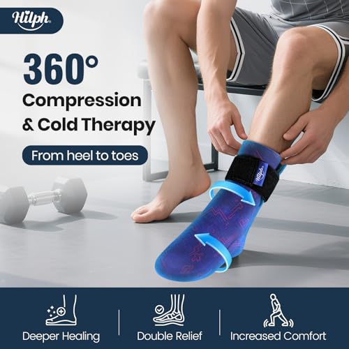 Hilph Ice Pack Sock for Full Foot Pain Relief, Hot Cold Therapy Sock - style: Blue