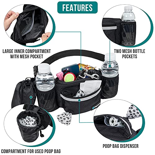 PetAmi Dog Fanny Pack, Treat Pouch for Dog Walking Training, Black - color: Black