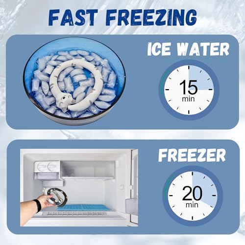 Neck Cooling Tube with Insulated Bag - Reusable Ice Ring Neck Cooler Wrap Indoor Outdoor - Wearable Cooling Ring - Relief for Summer and Hot Flashes - Freezes Under 64℉ (Blue and White) - color: 1 Pack Blue and White