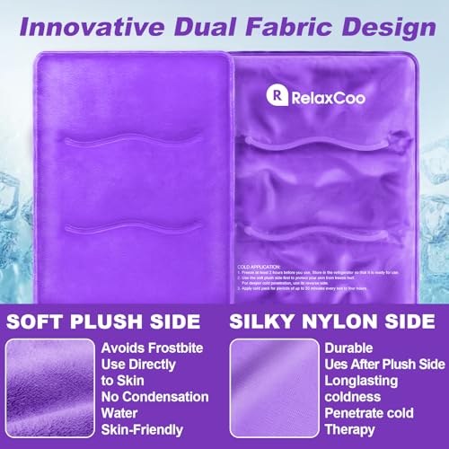Large Flexible Ice Pack for Injuries Reusable Gel, 11x14.5 Inches, Cold Compress for Hip, Shoulder, Knee, Back Pain, Swelling, Bruises, Surgery, Purple - style: PURPLE