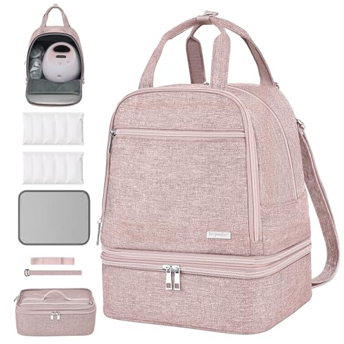 Derbiedersinn Breast Pump Bag, Compatible with Spectra Pumps, Insulated Carrying Case with Cooler for Milk Storage, Travel, Work, Daycare，Pink - color: Pink