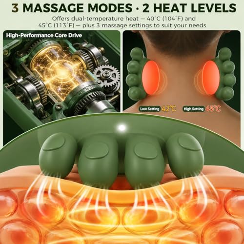 2026 Upgraded Neck Back Shoulder Massager with Heat and Remote Control, Massagers for Neck and Back Pain Relief, 4D Kneading Massager, Cordless Neck Massager