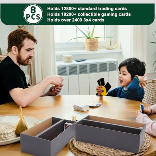 Yahenda 8 Pack Trading Card Storage Box,1600 Standard Cardboard Storage Boxes Holds 2 Rows Trading Organizer for Gaming Basketball Baseball Football Hockey Sports Collecting Supplies(White)