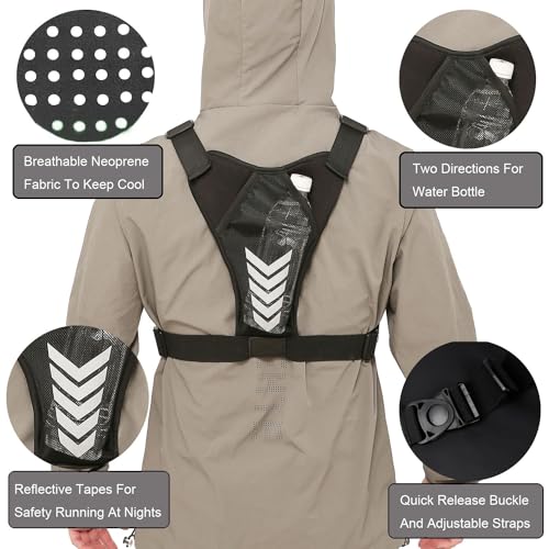 Criuage Outdoor Chest Bag for Men, Lightweight Adjustable Running Vest, Water Resistant EDC Chest Pack with Water Bottle Pocket, Breathable Back Pad for Hiking Cycling Fishing Travel - color: Grey