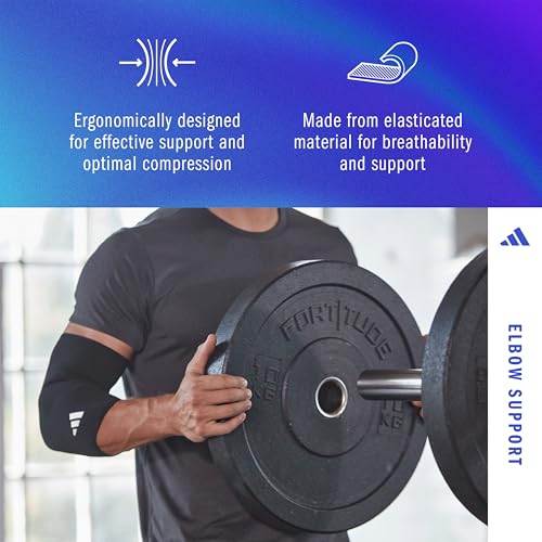 adidas Elbow Support Sleeve - Seamless and Smooth Elbow Support for Training, Competitions, and General Fitness - Ergonomic Design, Nylon Trim - Durable & Breathable - Black (Red Logo), Medium - size: Medium, style: adidas Elbow Support