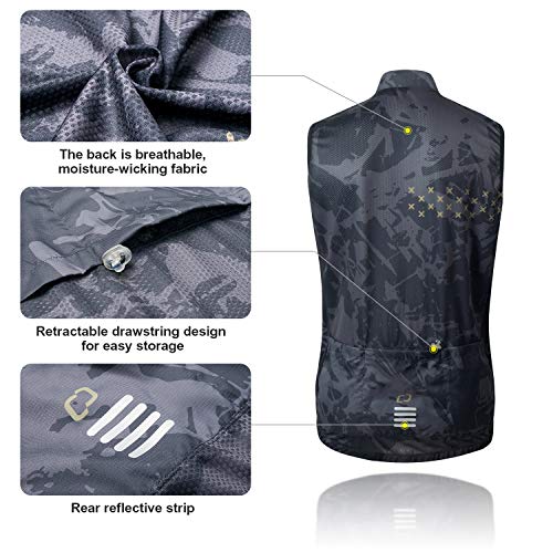 CATENA Men's Windbreaker Vest Windproof Sleeveless Jacket Visibility Safety Gilet Super-Light Coat Active - color: Black, size: Medium