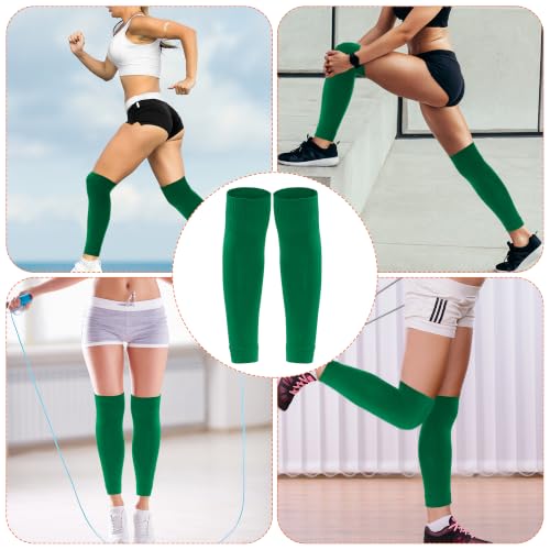 phnydreg 3 Pairs Leg Sleeve Shin Pre Cut Socks for Kids Youth Men Women Soccer Running Cycling - color: Green