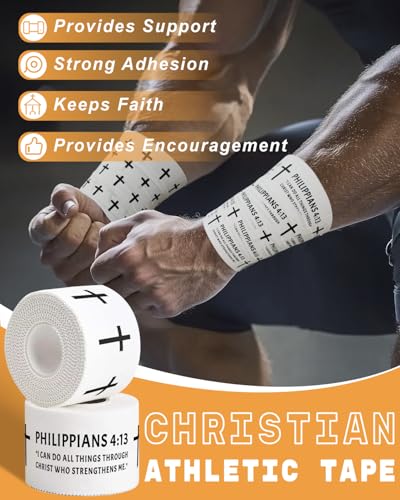 Yigney 4 Pack Cross Tape Christian Athletic Tapes Religious Sport Tape - color: Philippians 4:13 & Cross, size: 1.5 inches