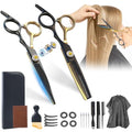 21Pcs 440C Hair Cutting Scissors Kit, Hair Scissors & Thinning Scissors Set - color: Black & Gold
