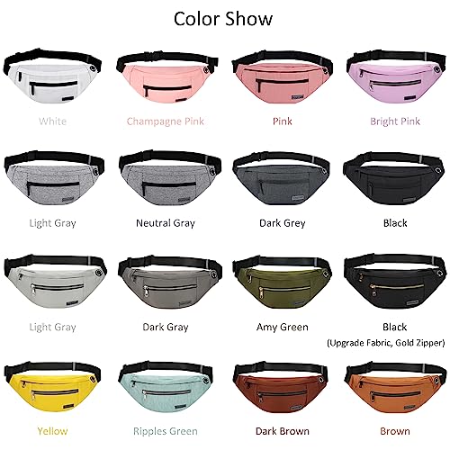 Fashion Cross body Fanny Pack Shoulder Bag for Women Men with Gold Zipper - color: Black(upgrade Fabric Gold Metal Zipper), size: Large