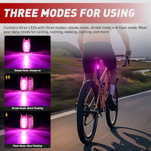 Nilight LED Safety Light 4PCS Pink Marine Navigation Bike Tail Lights - color: 3LED Safety Light-Pink