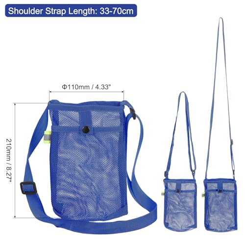 Uxcell Water Bottle Holder With Adjustable Shoulder Strap, Carrier Bag, Mesh Crossbody Carrier With Pocket for Sports, Hiking, Walking, Travel - color: Blue