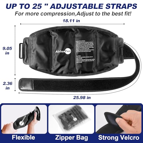 Large Ice Pack for Injuries Reusable Gel for Lower Back, Cold Packs Wrap for Shoulder, Knee, Elbow, Hip, Leg, Soft Cold Compress,16 × 9",Black - style: BLACK-1