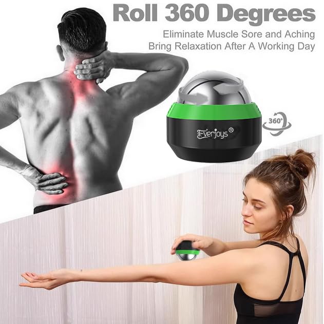 Massage Ice Roller Ball Cold & Heat Therapy Tissue Relief Muscle Recovery - color: Black and Green