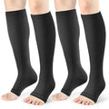 Toeless Compression Socks 15-20 mmHg, 2 Pairs open toe Knee High Support - color: A - Black, size: XX-Large