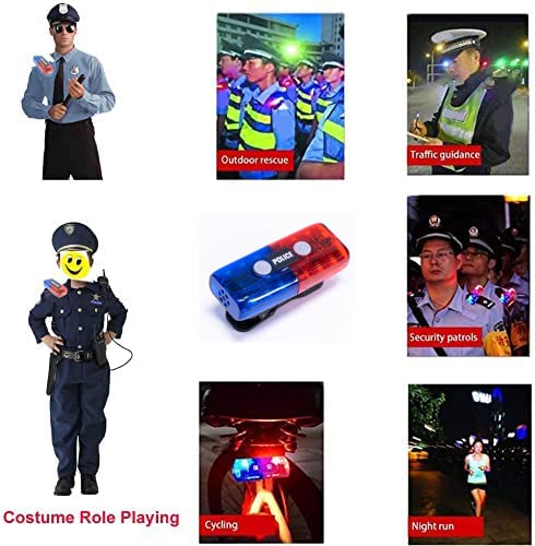 Police Personal Safety Warning Signal Clip Shoulder Light with Electronic Whistle Flashlight magnet For Outdoor Rescue,Traffic Guidance,Police patrols,Cycling,Night run,Costume Role Playing (Red/Blue) - color: Red/Blue
