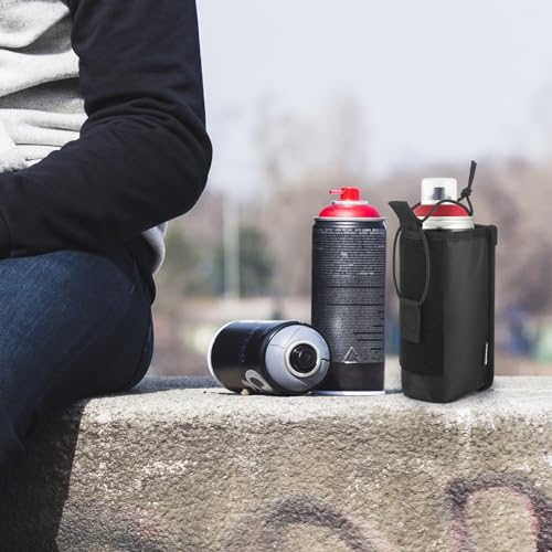 1680D Black Spray Can Belt Holster, 1 Pack Spray Bottle Holder with Metal Belt Clip for 12Oz 2X Ultra Cover Spray Paint (Case Only)