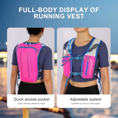 INOXTO Running Hydration Vest Backpack,Lightweight Insulated Pack with 1.5L Water Bladder Bag Daypack for Trail Hiking Running Cycling Race Marathon for Women Men - color: Pink