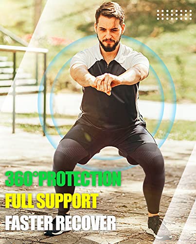 KEKING Full Leg Compression Sleeves, 20-30mmHg Graduated, Unisex, Running - color: Black, size: 3X-Large