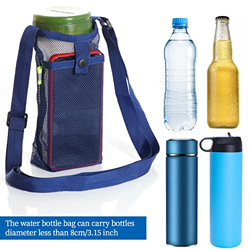 3Pcs Water Bottle Holder with Strap Water Bottle Carrier with Adjustable Shoulder Strap Water Bottle Sling Bag for Outdoor Hiking Camping Walking Travel Water Bottle Sleeve, Black, Dark Blue and Pink