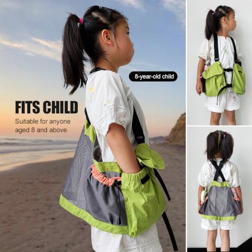 Lightweight Hiking Vest Bag, Multi‑Pocket Adjustable Running Chest Pack, Utility Outdoor Vest Pouch for Women, Men & Kids - color: Green