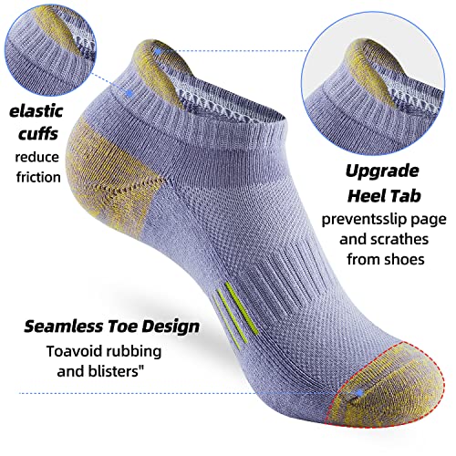 ATBITER Women's Ankle Socks Cushioned Running Athletic No Show Socks-6Pairs - color: 6pairs Colorful-purple, size: 6-8
