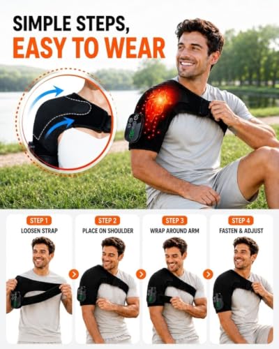 Upgraded Cordless Red Light Therapy for Shoulder Wrap with Heat & Vibration Massage, 660nm & 850nm LED Shoulder Pad for Men Women, Office Sports & Daily Use