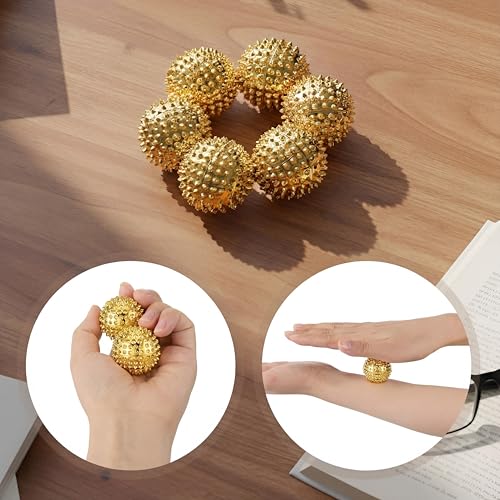 6 Pcs Magnetic Spiky Massage Ball Hand Exercise Relief, Gold