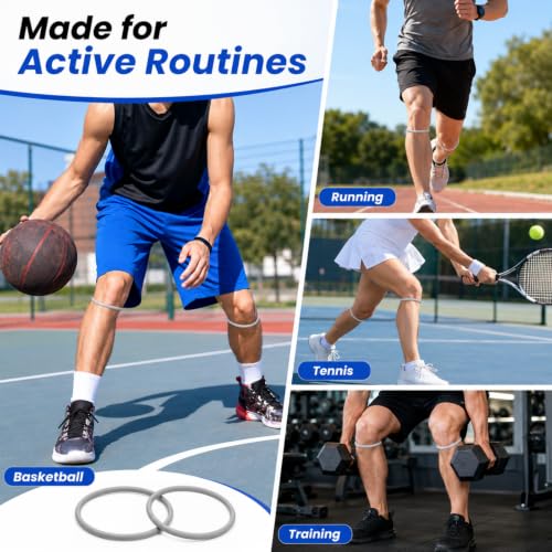 2-Pack Silicone Patella Straps, Stretch Knee Bands for Basketball & Running