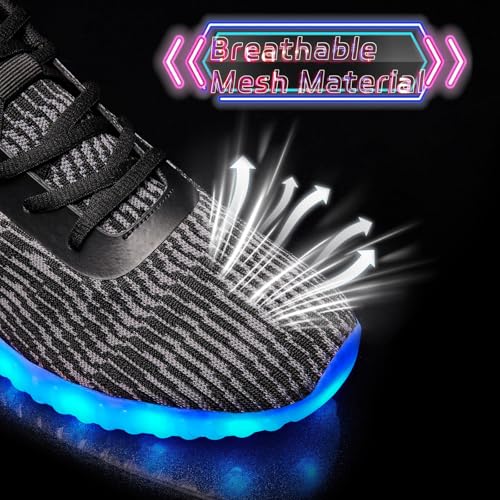 Light Up Shoes for Women Men, LED Sneakers USB Charging Unisex Adult Glow Party Cool Dancing Shoes - color: Black, size: 6.5 Women/5 Men