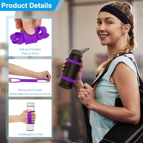 PATIKIL Water Bottle Carrier Grip, Portable Soft Silicone Non-Slip Water Handle Grip Water Bottle Holder Strap - color: Purple