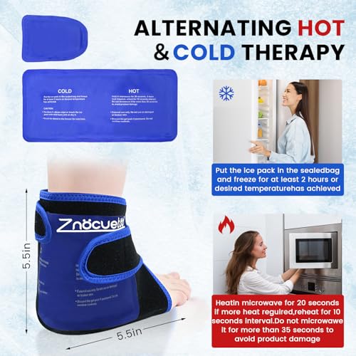 Ankle Ice Pack Wrap Reusable Gel Cold Compression for Foot Discomfort - color: Black