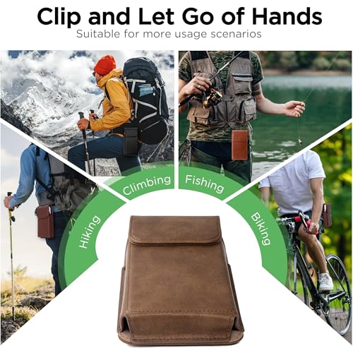 Holster for iPhone 17, 17 Pro, 16, 16 Pro, 15, 15 Pro, 14, 14 Pro, 13, 13 Pro, 12, Galaxy S26, S25, S24, Premium Leather Pouch with Belt Clip Phone Holster Belt Case, Light Brown -M - color: Light Brown, size: Medium