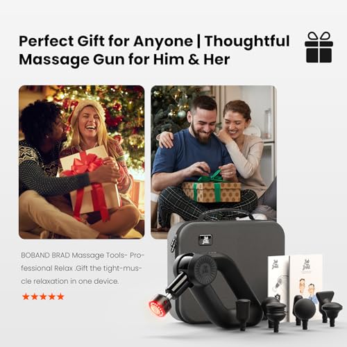 BOB AND BRAD D6 Ultra Massage Gun with Infrared Light, Deep Tissue Percussion with 16mm Amplitude, Professional Muscle Massager for Athletes, Electric Handheld Massager - color: Ruby Black