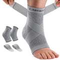 CAMBIVO 1 Pair Ankle Braces with Straps, 15-20 mmHg Ankle Compression Socks for Women and Men for Working, Breathable and Comfortable Fit for Sports, Recovery, Work, and Daily Wear (Gray, Large)