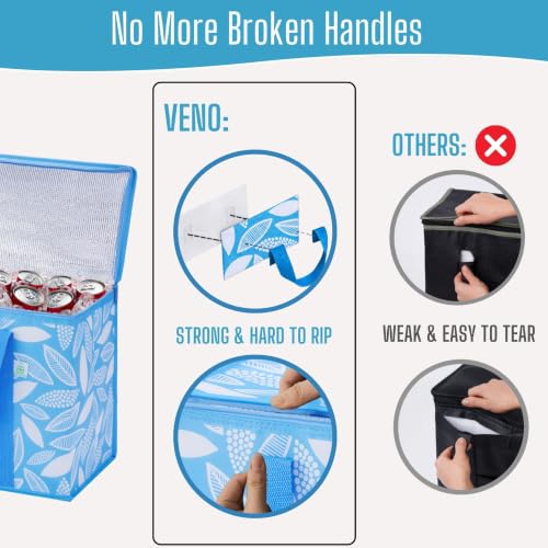 VENO 2 Pack Cooler Bag Insulated Grocery Bags for Food Delivery Heavy Duty - color: Spring Breeze, size: 2 Pack