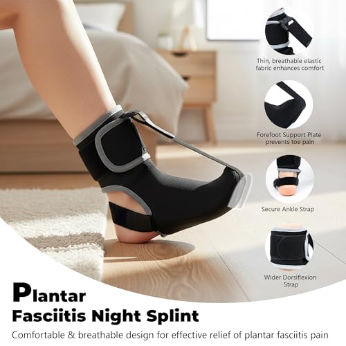 Plantar Fasciitis Night Splint Sock - Adjustable Planter Facetious Relief Brace for Women Men,Soft Plantar Fascia Boot for Sleeping,Support Relief Foot Drop Achilles Tendonitis Relief Day Night