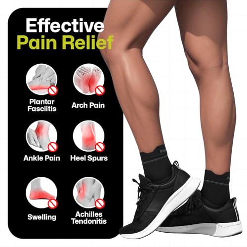 3 Pairs Plantar Fasciitis Socks Ankle Compression Sleeve with Arch Support - color: Black（3 pairs）, size: Large