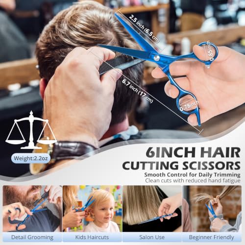 21Pcs 440C Hair Cutting Scissors Kit, Hair Scissors & Thinning Scissors Set - color: Blue
