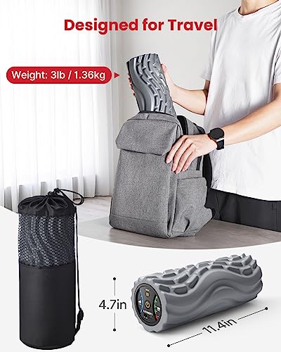 FITINDEX Vibrating Foam Roller for Exercise,5 Vibration Speeds,Rechargeable - color: Gray