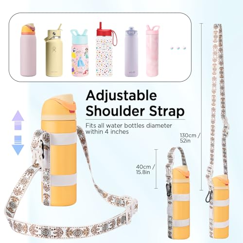 EasyAcc Water Bottle Holder Strap Sling, for Owala FreeSip 24 32 40 oz, Hydro Flask, Cirkul, Yeti, Stanley Flip, Universal Water Bottles, with Carabiner, for Walking Curise Travel (Bottle Excluded) - color: Beige