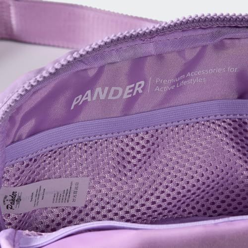 Pander Nylon Fanny Pack for Women, Two-Way Zipper Crossbody Bag - color: Light Purple