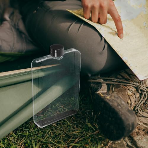 Luxshiny Flat Water Bottle Transparent Petg Pp Sports Water Bottle for Gym Camping Hiking Travel Slim Portable for Outdoor Sports Easy to Carry and Store