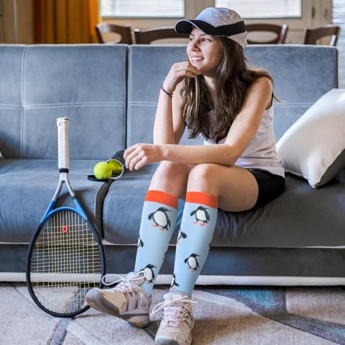 Junely Compression Socks for Women Knee High Stockings Funny Cute - color: A08penguin