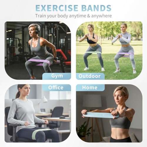 Silicone Resistance Bands, Wide Non-Slip Exercise Loop Bands - color: Green, Pink