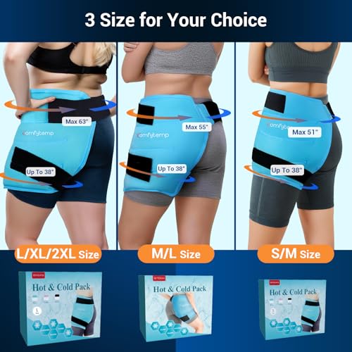 Comfytemp Hip Ice Pack Wrap for Hip Pain Relief, Sciatica (L/XL/2XL) - color: Bright Blue, size: Large/X-Large/2X-Large