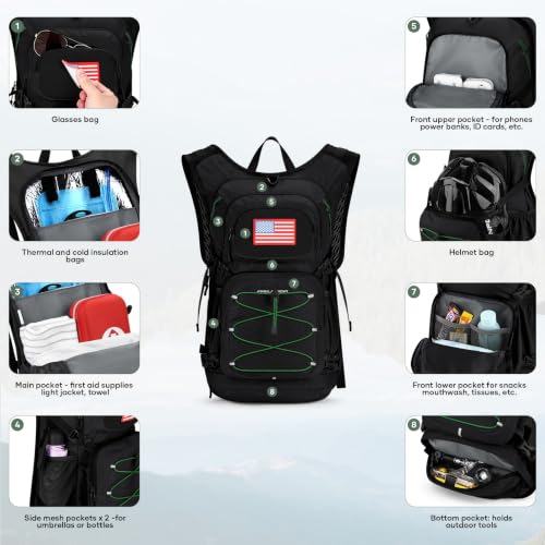 Maelstrom Lightweight Hydration Hiking Backpack with 2L/3L Water Bladder - color: 1.Black, size: 3L Bladder